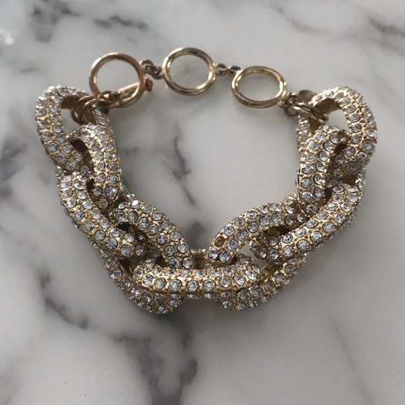 Gold Chunky Pave Chain Link Bracelets - Picture 2 of 4